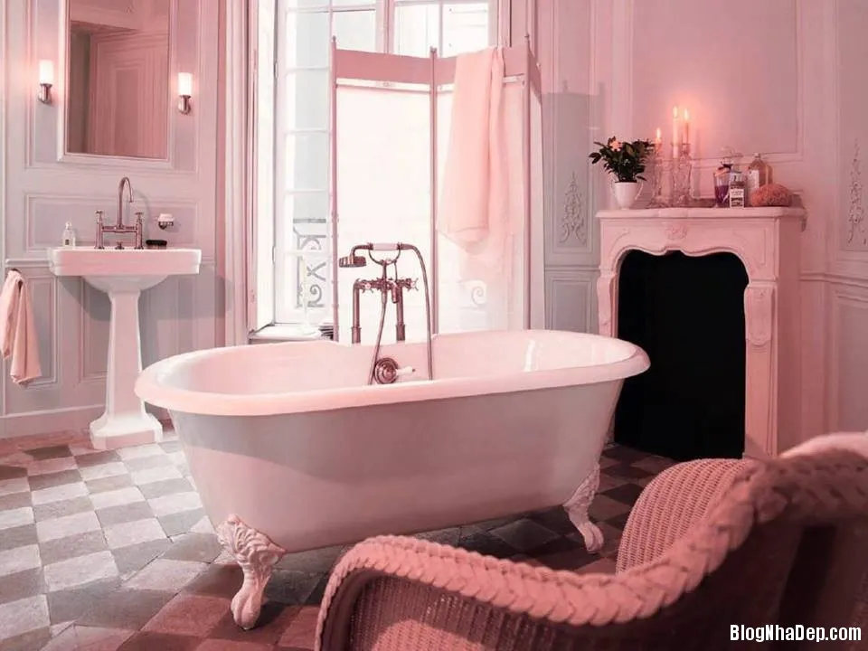 20141020085244762 Những ý tưởng thiết kế phòng tắm màu hồng thu hút