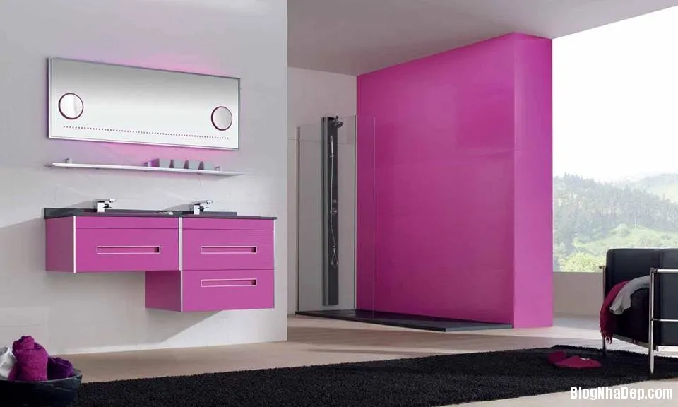 20141020085212411 Những ý tưởng thiết kế phòng tắm màu hồng thu hút