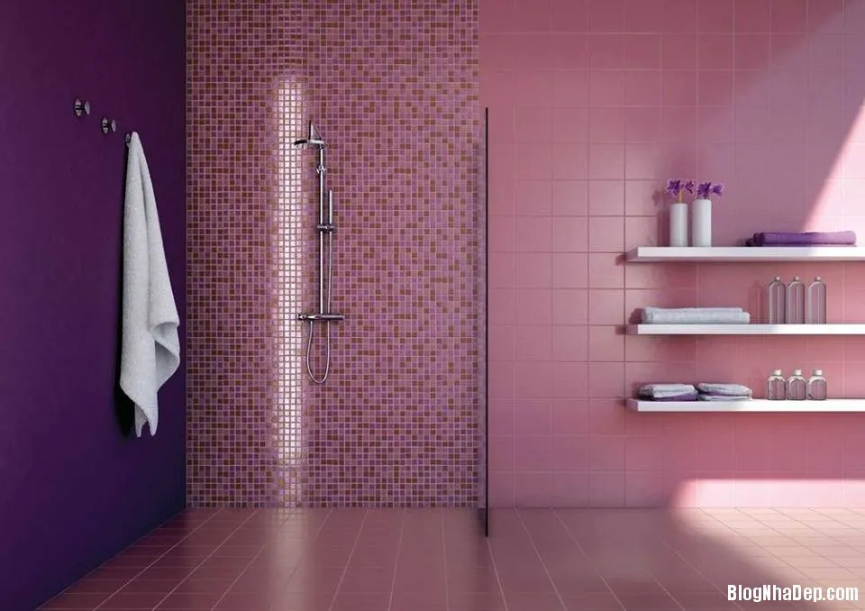 20141020085216818 Những ý tưởng thiết kế phòng tắm màu hồng thu hút