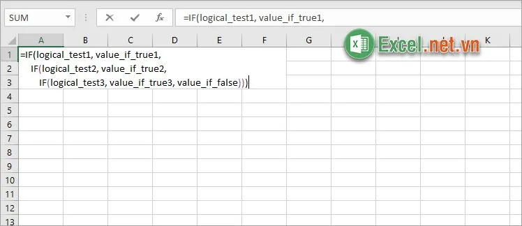 Cú pháp hàm IF 3 điều kiện trong Excel