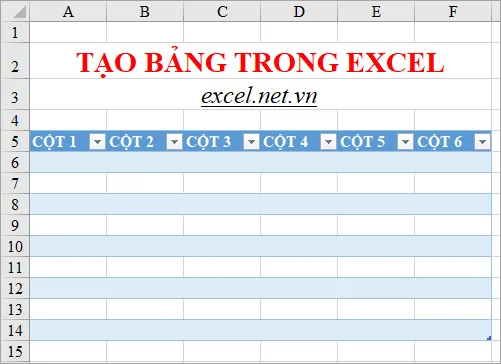 Cách tạo bảng, kẻ bảng trong Excel
