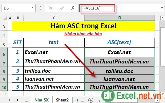 Hàm ASC trong Excel 4