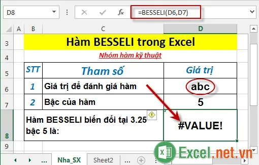 Hàm BESSELI trong Excel 5