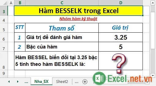 Hàm BESSELK trong Excel