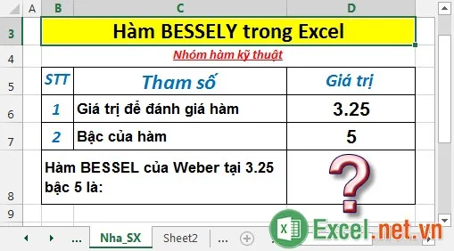 Hàm BESSELY trong Excel