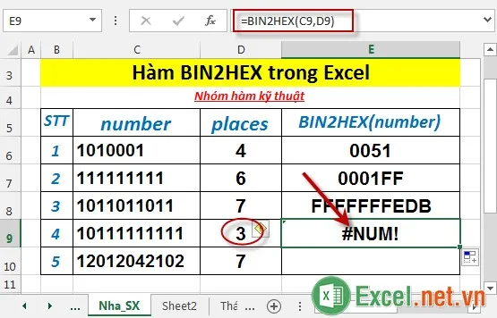 Hàm BIN2HEX trong Excel 5