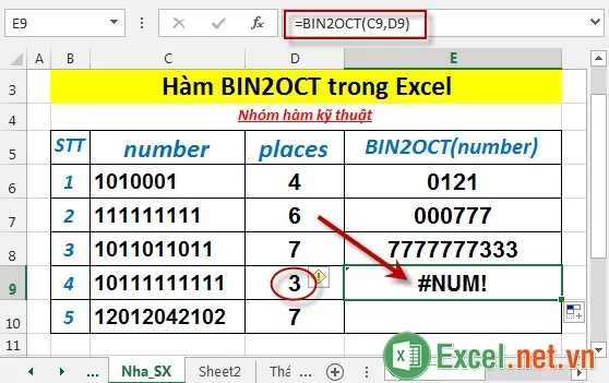 Hàm BIN2OCT trong Excel 5