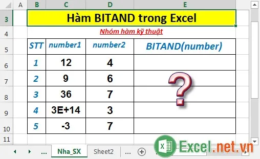 Hàm BITAND trong Excel