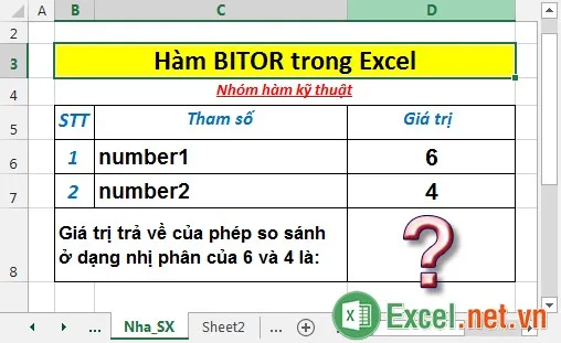 Hàm BITOR trong Excel