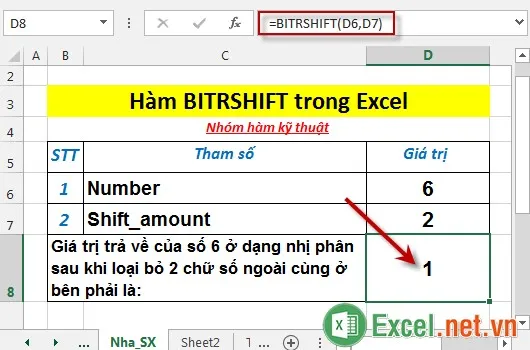 Hàm BITRSHIFT trong Excel 3