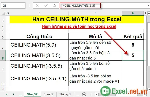 Hàm CEILINGMATH trong Excel 4