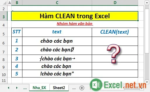 Hàm CLEAN trong Excel