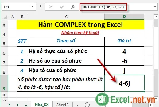 Hàm COMPLEX trong Excel 3