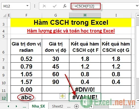 Hàm CSCH trong Excel 9