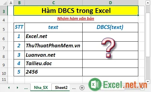 Hàm DBCS trong Excel