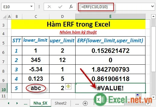 Hàm ERF trong Excel 5