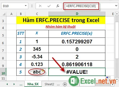 Hàm ERFCPRECISE trong Excel 5