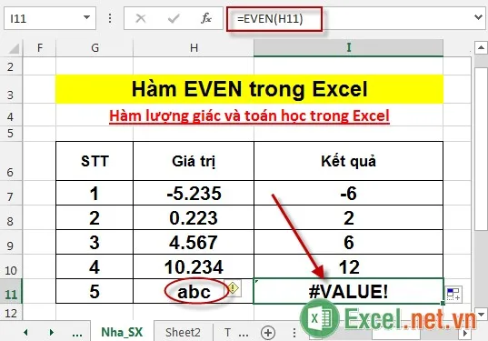 Hàm EVEN trong Excel 5