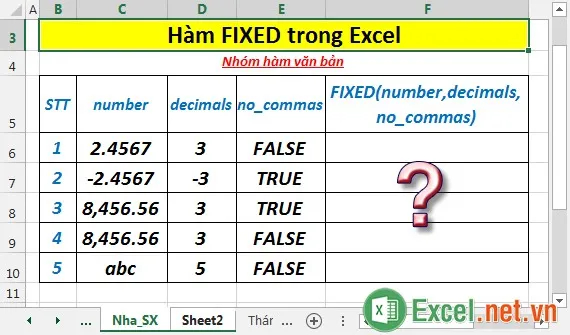 Hàm FIXED trong Excel