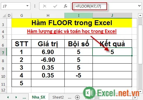 Hàm FLOOR trong Excel 3