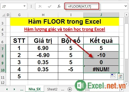 Hàm FLOOR trong Excel 4
