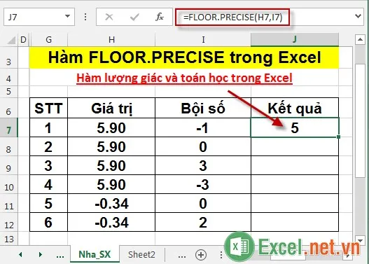 Hàm FLOORPRECISE trong Excel 3