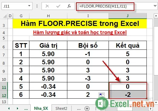 Hàm FLOORPRECISE trong Excel 6