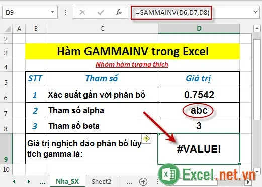 Hàm GAMMAINV trong Excel 4