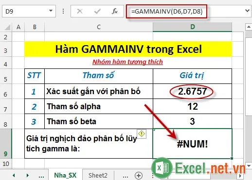 Hàm GAMMAINV trong Excel 5
