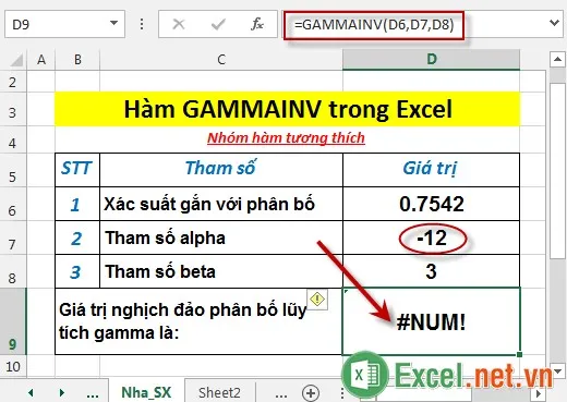 Hàm GAMMAINV trong Excel 6
