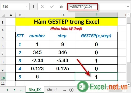 Hàm GESTEP trong Excel 6