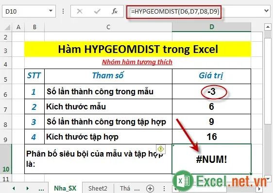 Hàm HYPGEOMDIST trong Excel 5