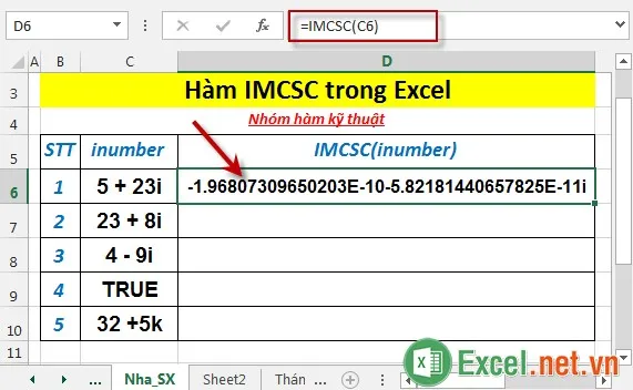 Hàm IMCSC trong Excel 3