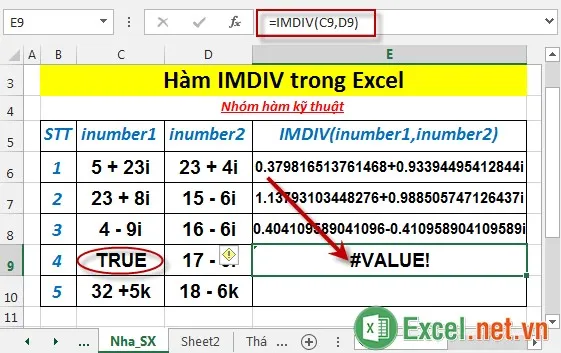 Hàm IMDIV trong Excel 5