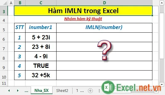 Hàm IMLN trong Excel