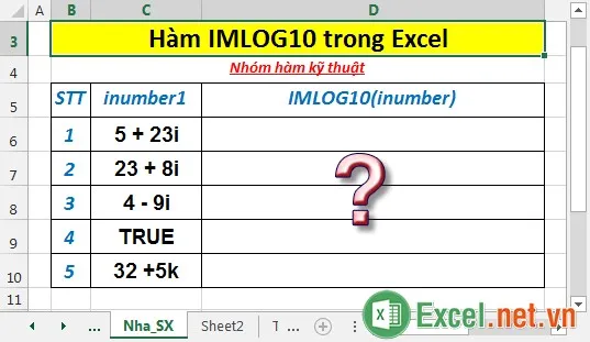 Hàm IMLOG10 trong Excel