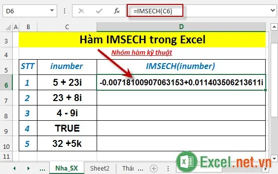 Hàm IMSECH trong Excel 3