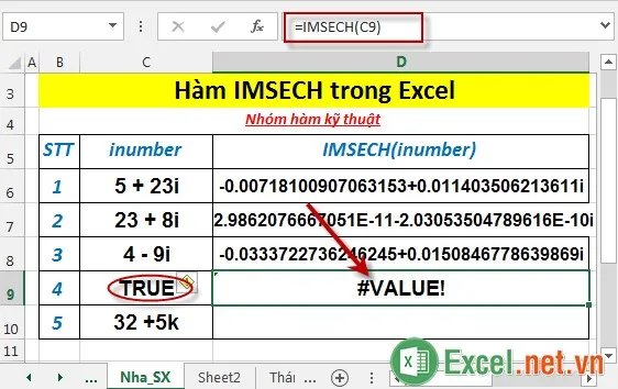 Hàm IMSECH trong Excel 5