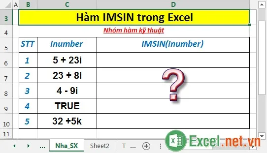 Hàm IMSIN trong Excel