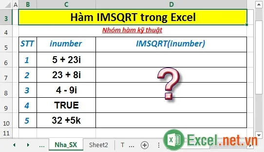 Hàm IMSQRT trong Excel
