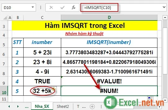 Hàm IMSQRT trong Excel 6
