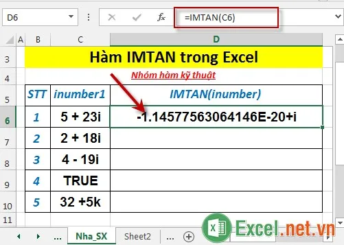 Hàm IMTAN trong Excel 3