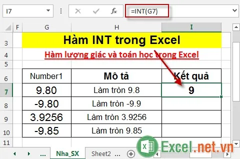 Hàm INT trong Excel 3
