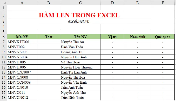 Kiểm tra mã nhân viên đúng với 8 ký tự