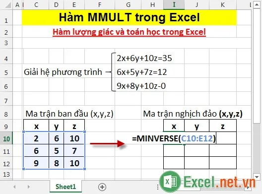 Hàm MMULT trong Excel 7