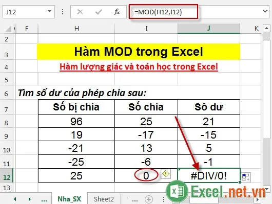 Hàm MOD trong Excel 5
