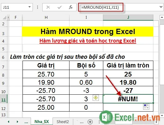 Hàm MROUND trong Excel 6