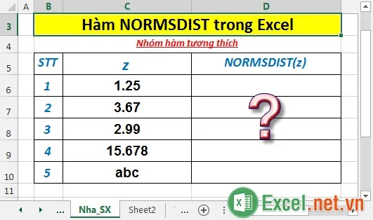 Hàm NORMSDIST trong Excel