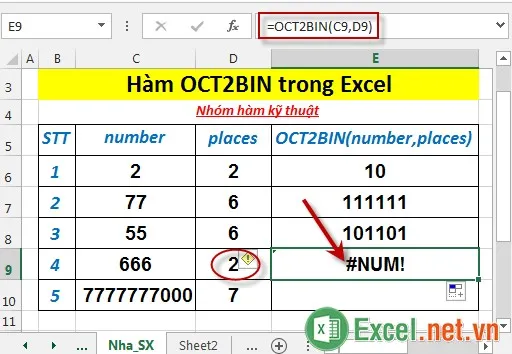 Hàm OCT2BIN trong Excel 5