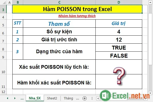 Hàm POISSON trong Excel